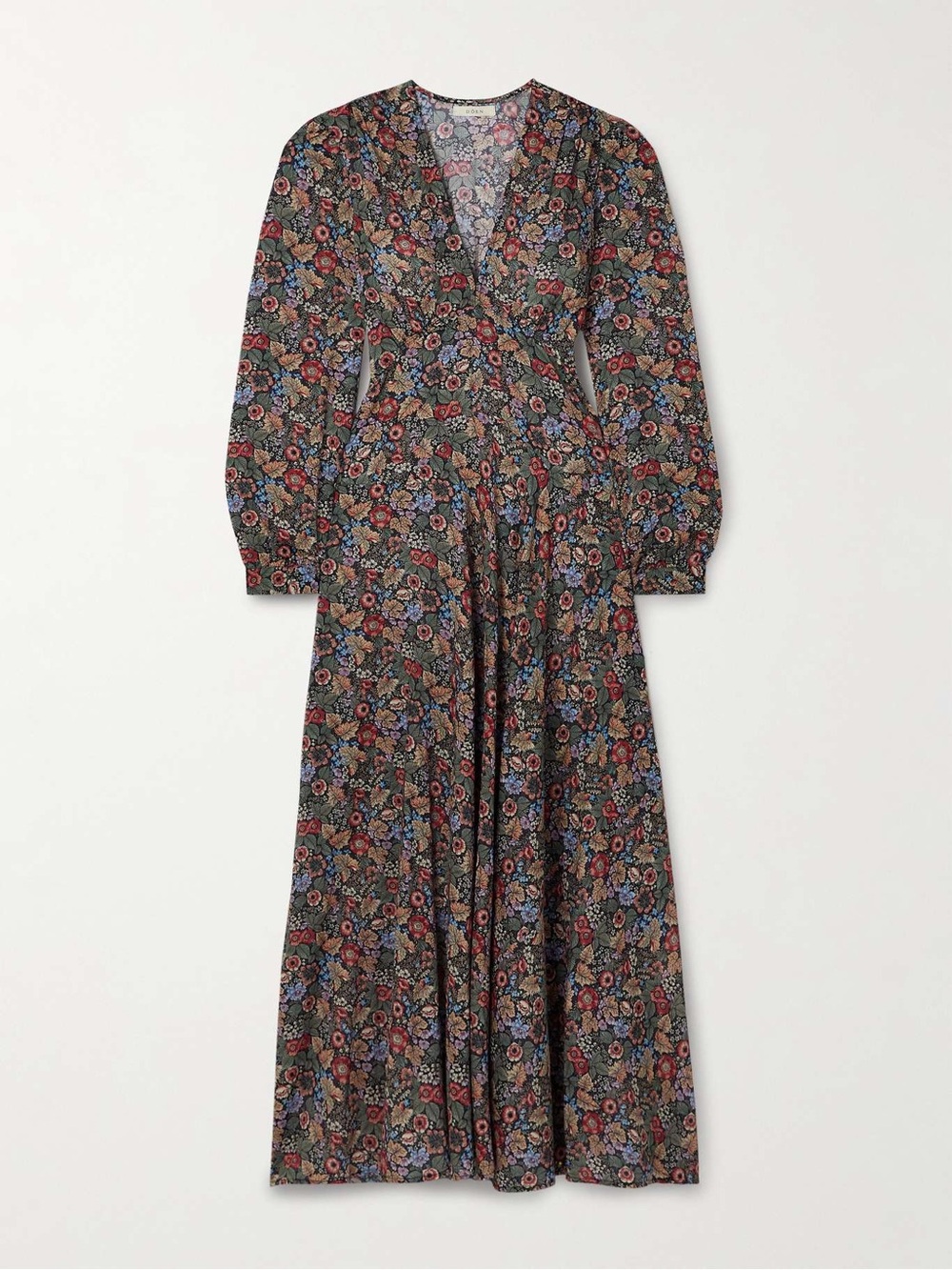 DOEN Charleston Floral Long Sleeve Cotton Maxi Dress Wildberry Thicket Size L - Picture 15 of 16